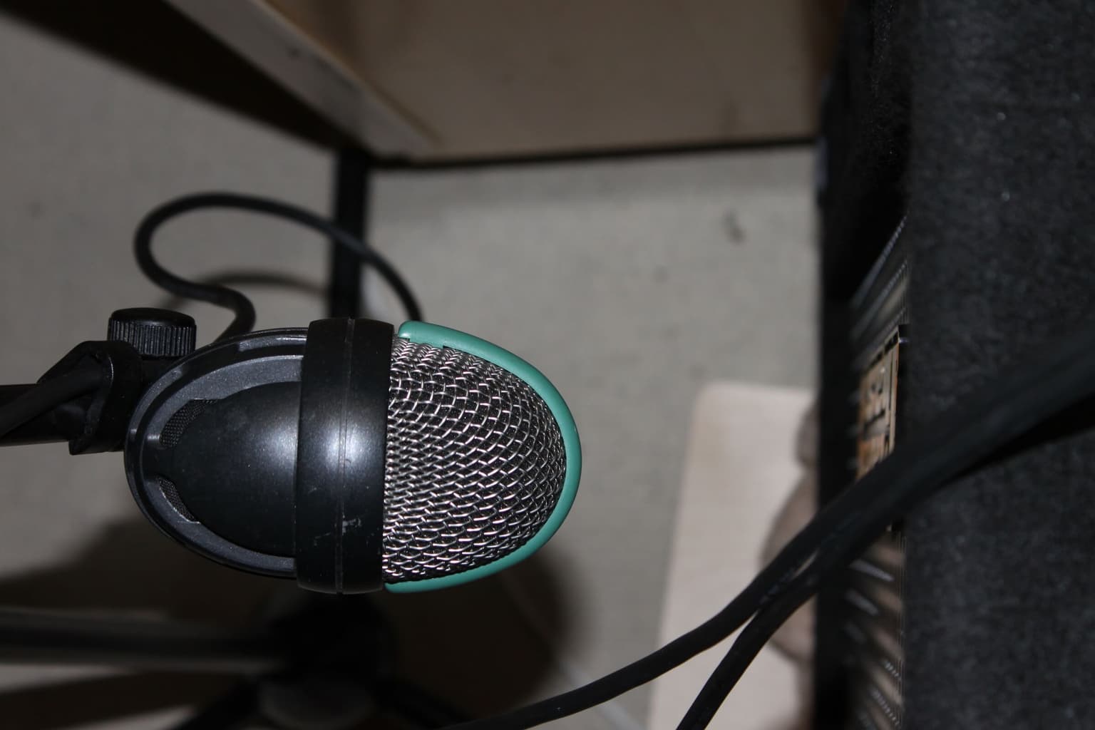 AKG D112 microphone on bass cabinet