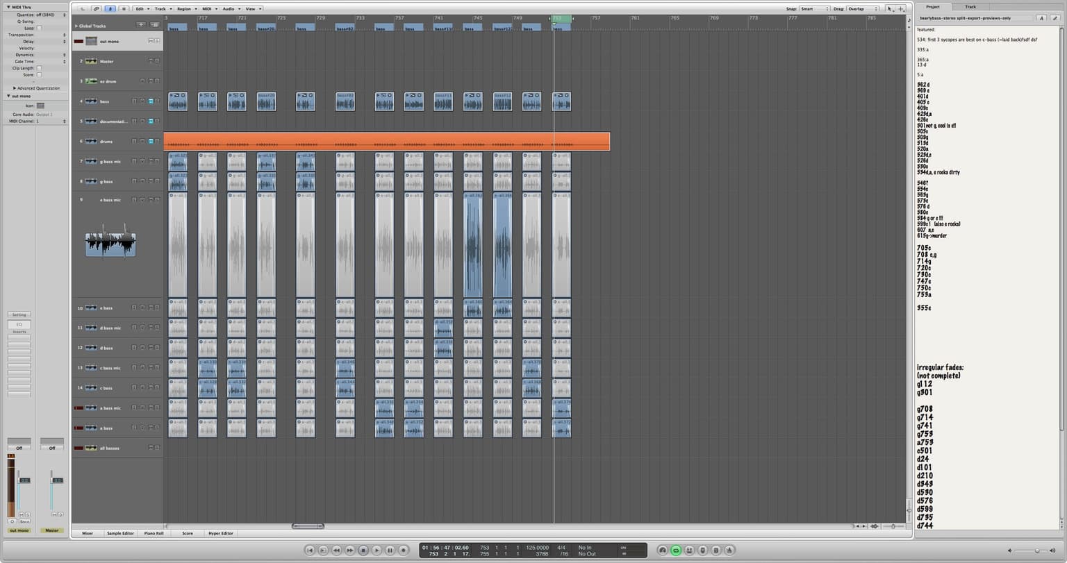 Logic Pro multitrack session