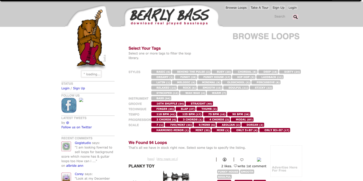 The original Bearly Bass WordPress site from 2011
